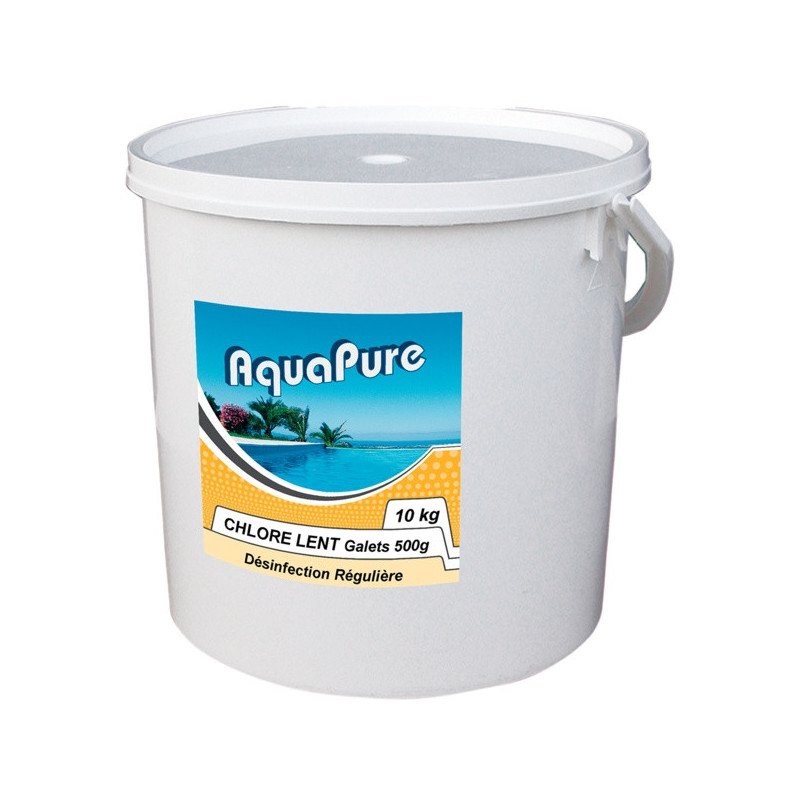 Chlore Lent galets de 500g Aquapure - seau de 5kg